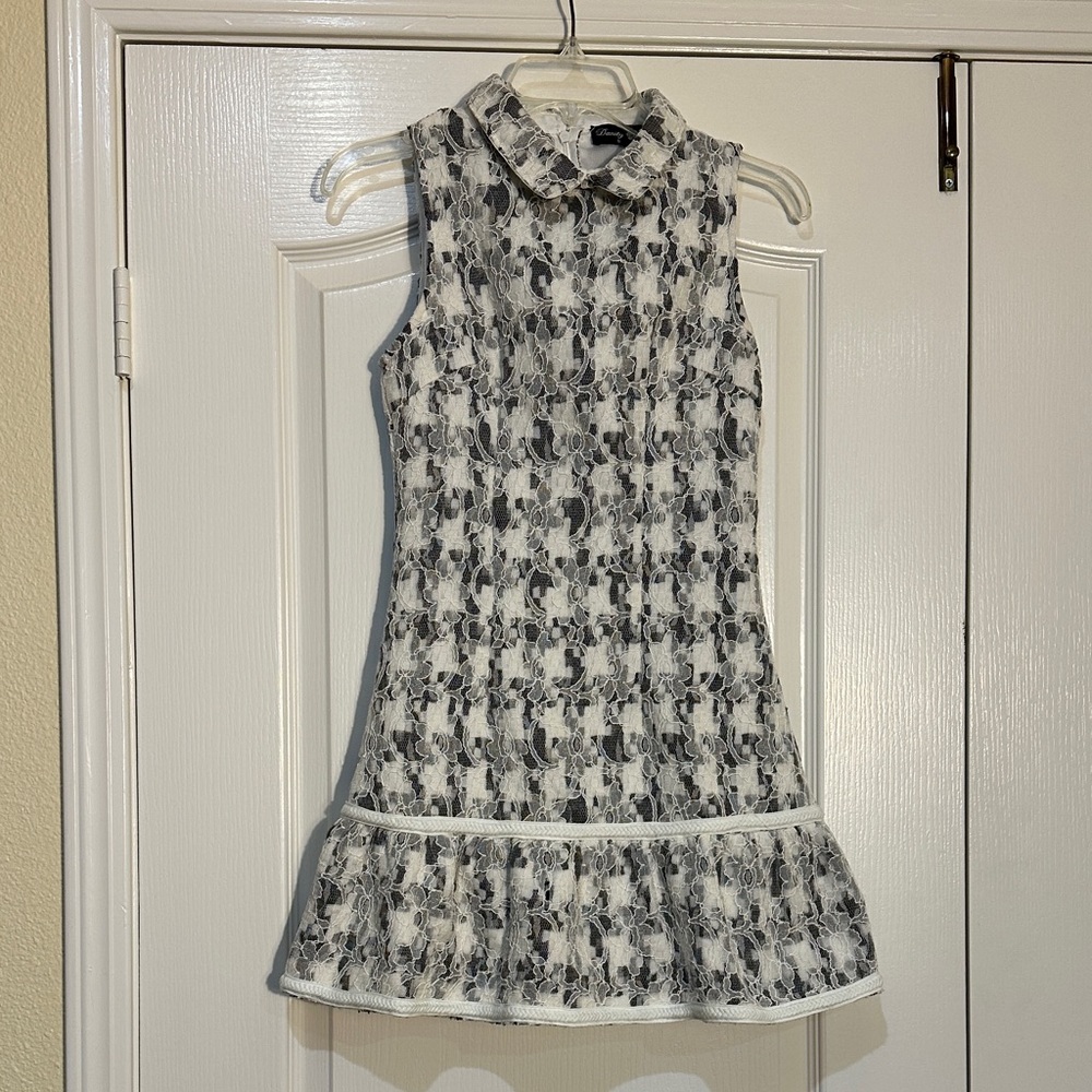 Unique Dainty dress. White lace over black & white gingham. Size small